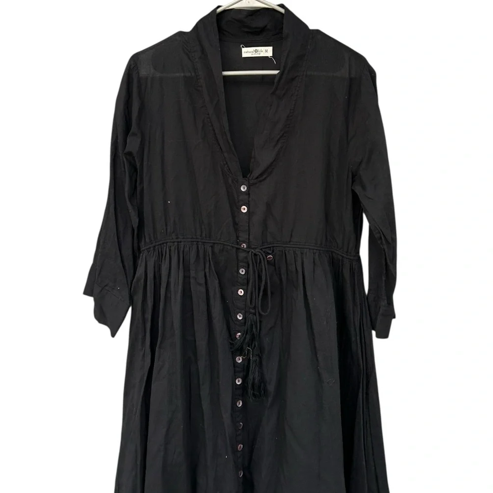 Natural Life 100% Organic Cotton Long Sleeve Dress - Size Medium - Black - Picture 9 of 14
